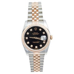 Rolex Black Diamond 18k Rose Gold Stainless Steel 116231 Women's Wristwatch 36 m
