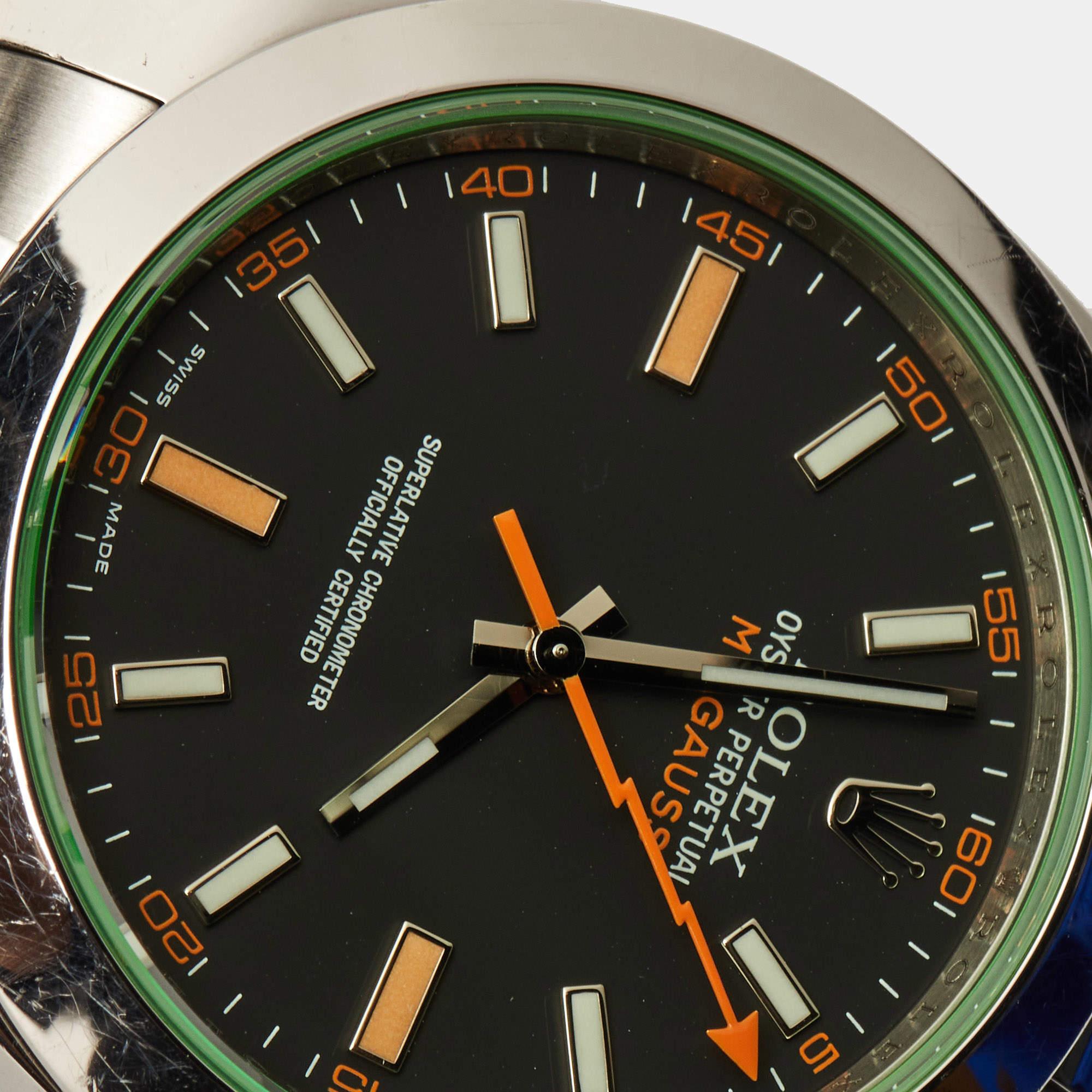 Rolex Black Oystersteel Milgauss M116400GV-0001 Men's Wristwatch 40 mm 4