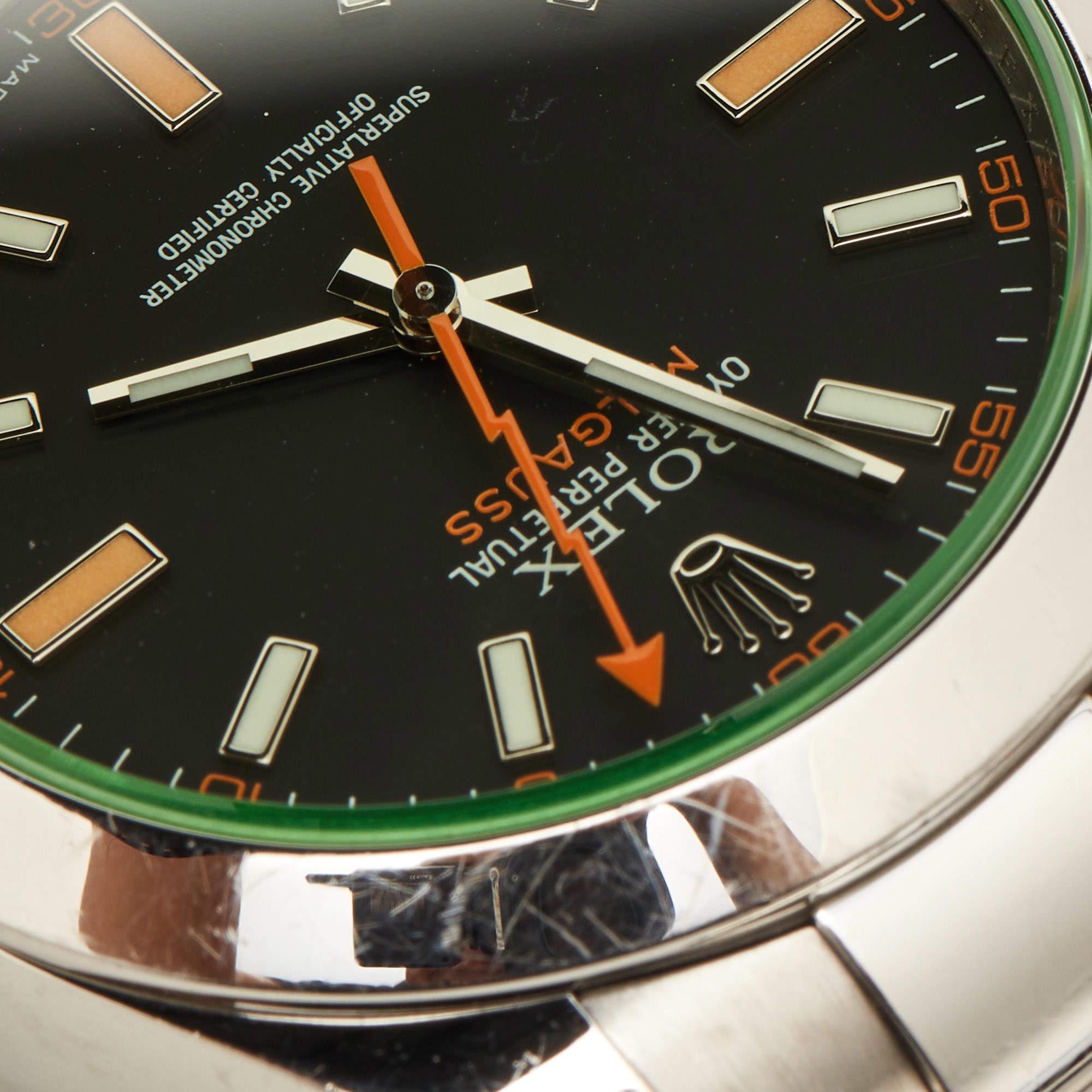Rolex Black Oystersteel Milgauss M116400GV-0001 Men's Wristwatch 40 mm 8
