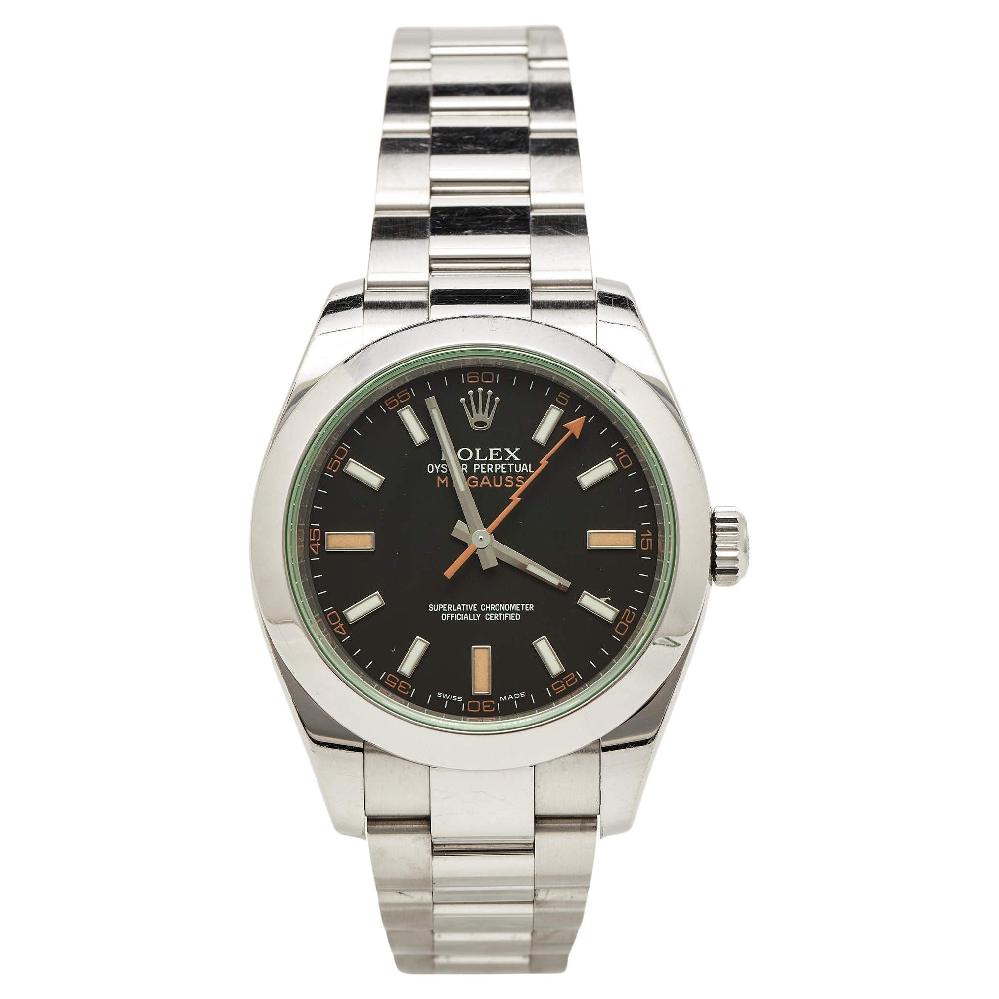 Rolex Black Oystersteel Milgauss M116400GV-0001 Men's Wristwatch 40 mm