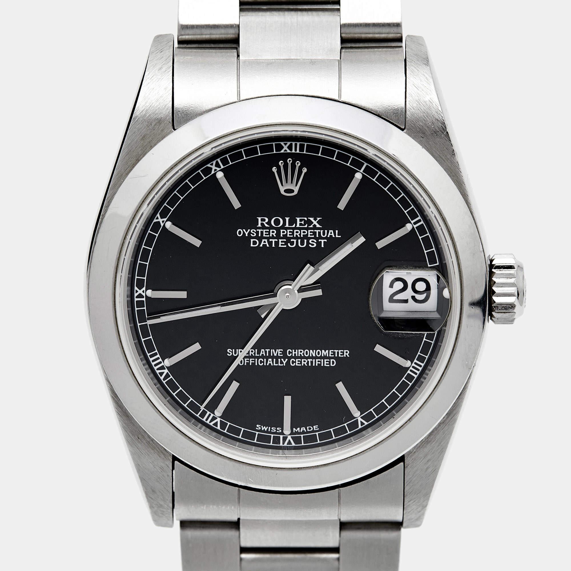 Rolex Black Stainless Steel Datejust 78240 Women's Wristwatch 31 mm 3
