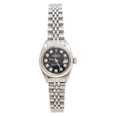 Rolex Black Stainless Steel Datejust Diamond 6916 Women's Wristwatch 26 mm