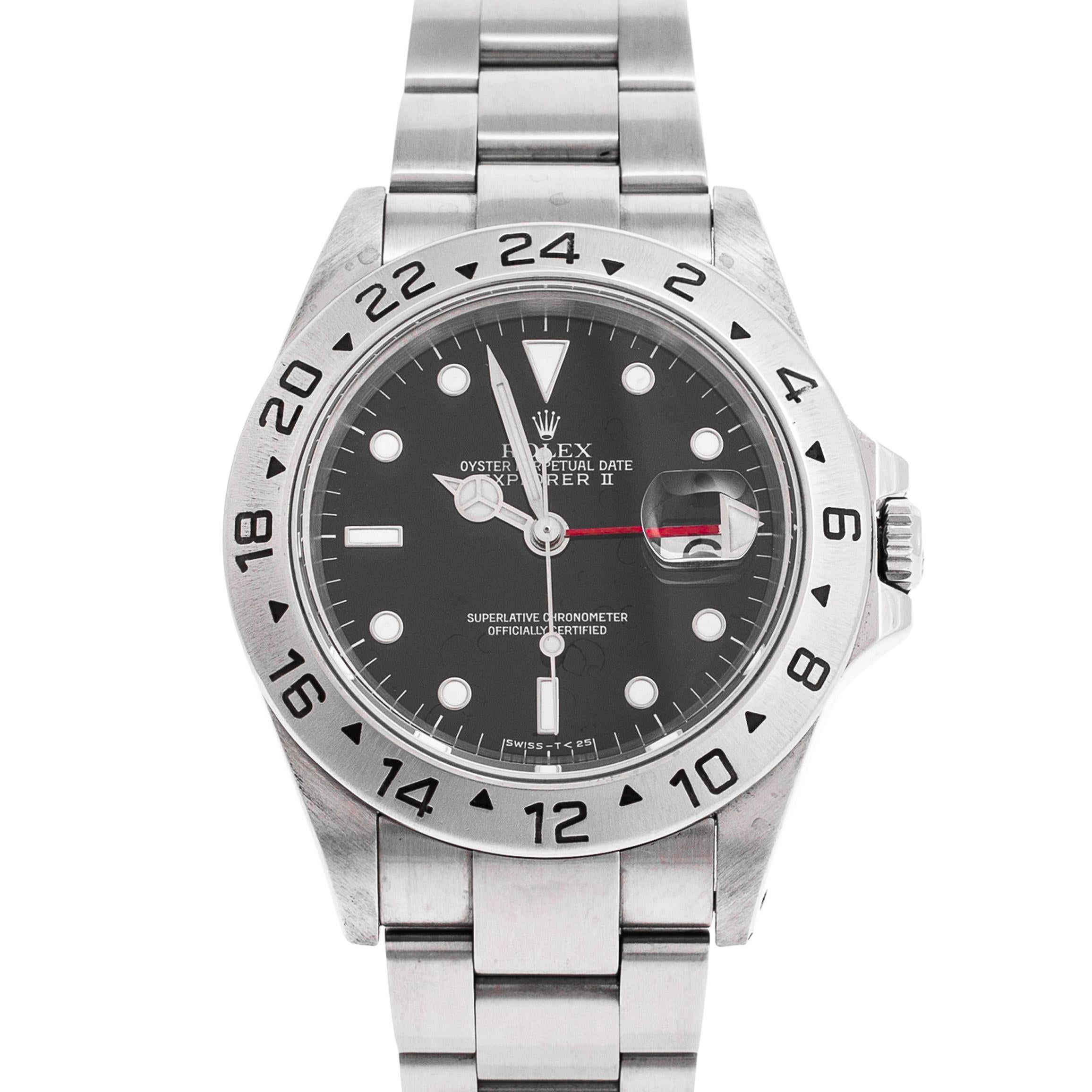 Contemporary Rolex Black Stainless Steel Explorer II 16570 Men's Wristwatch 40 mm