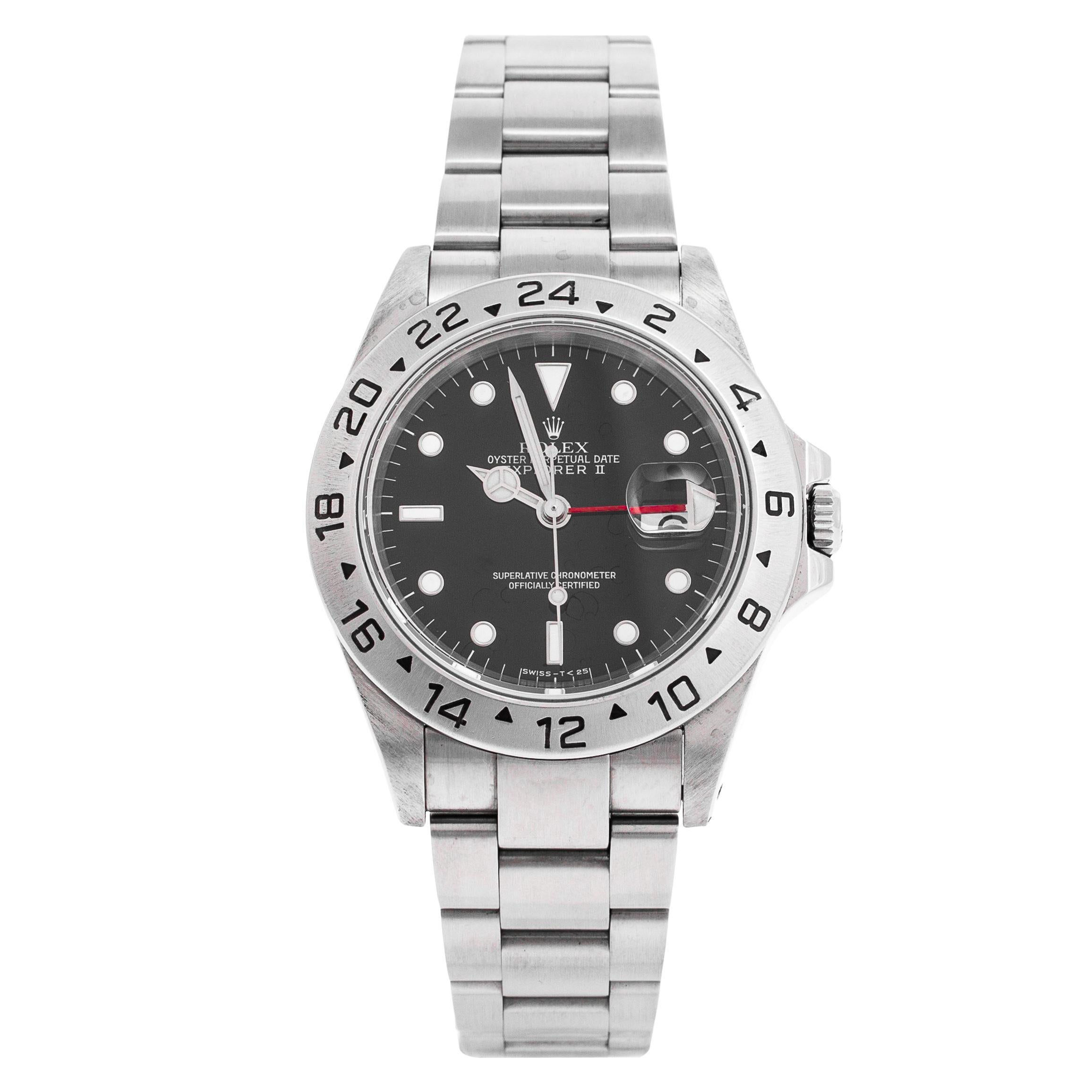 Rolex Black Stainless Steel Explorer II 16570 Men's Wristwatch 40 mm