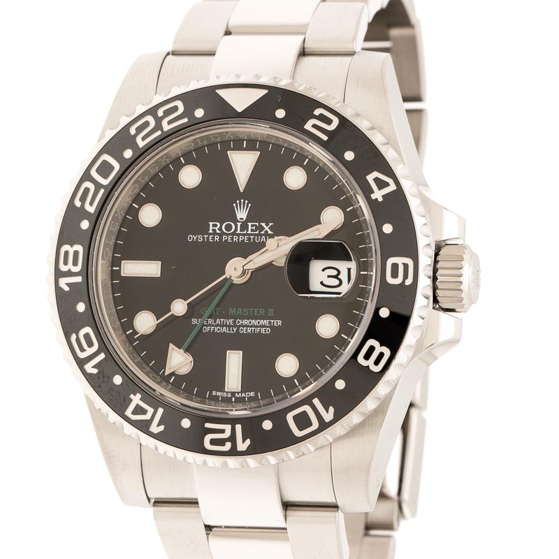 Contemporary Rolex Black Stainless Steel GMT-Master II 116710LN Men's Wristwatch 40 mm