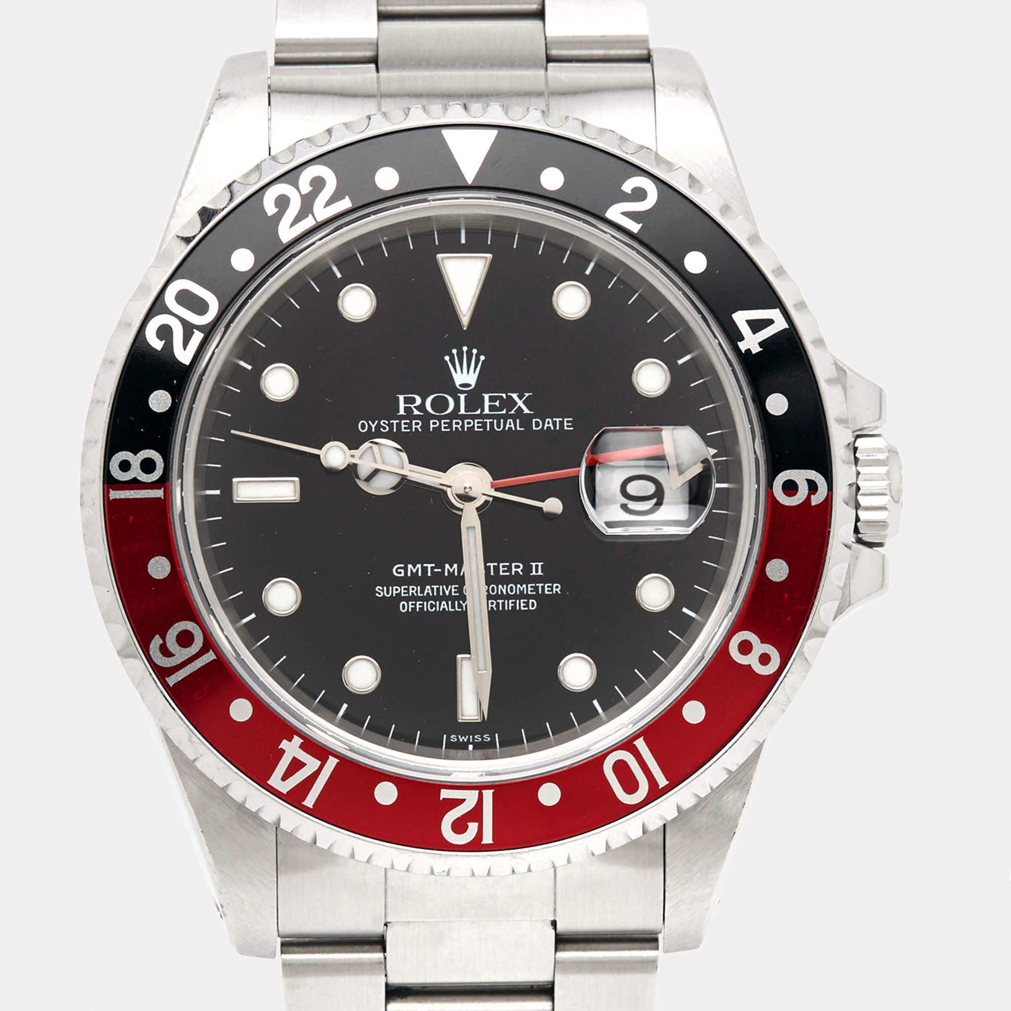 Rolex Black Stainless Steel GMT-Master II 16710 Automatic Men's Wristwatch 40 mm For Sale 7