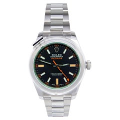 Montre-bracelet pour homme Rolex Milgauss en acier inoxydable noir, 40 mm, M116400GV-0001