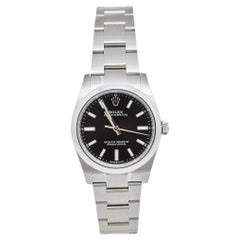 Rolex Montre-bracelet Oyster Perpetual en acier inoxydable noir pour femme 124200, 34 mm