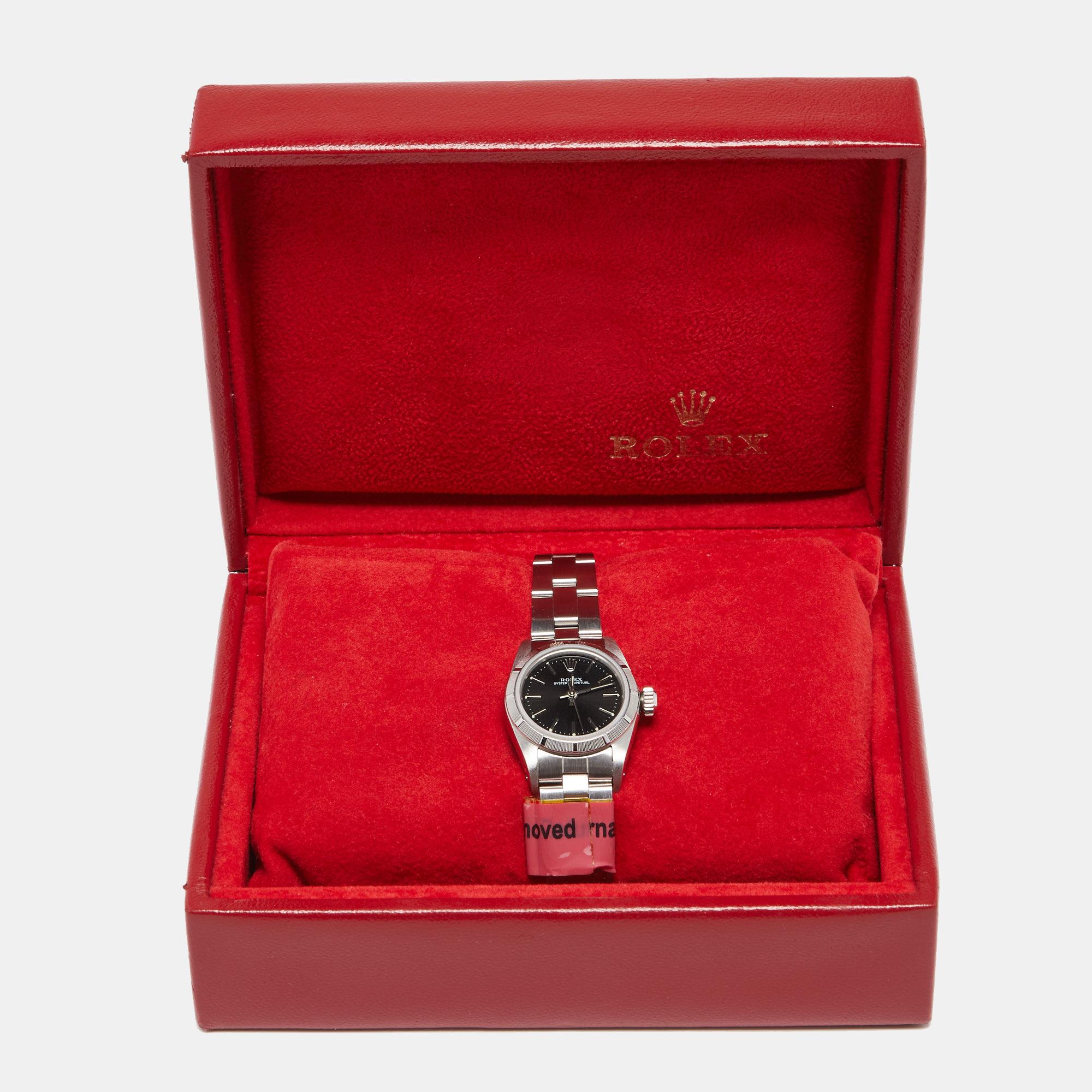 Rolex Black Stainless Steel Oyster Perpetual 67230 Women's Wristwatch 24 mm 5