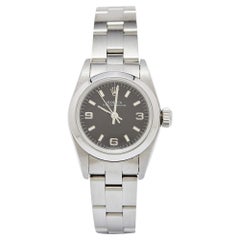 Rolex Black Stainless Steel Oyster Perpetual Automatic Women's Wristwatch 24 MM