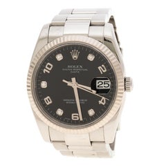 Rolex Black Stainless Steel Oyster Perpetual Date 115234 Women's Wristwatch 34 m