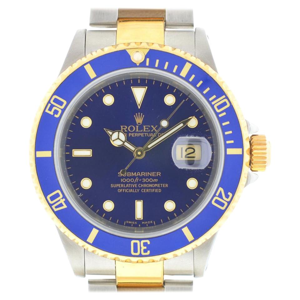 Rolex Blue 16613 Submariner Two-tone Dial Men's Watch
