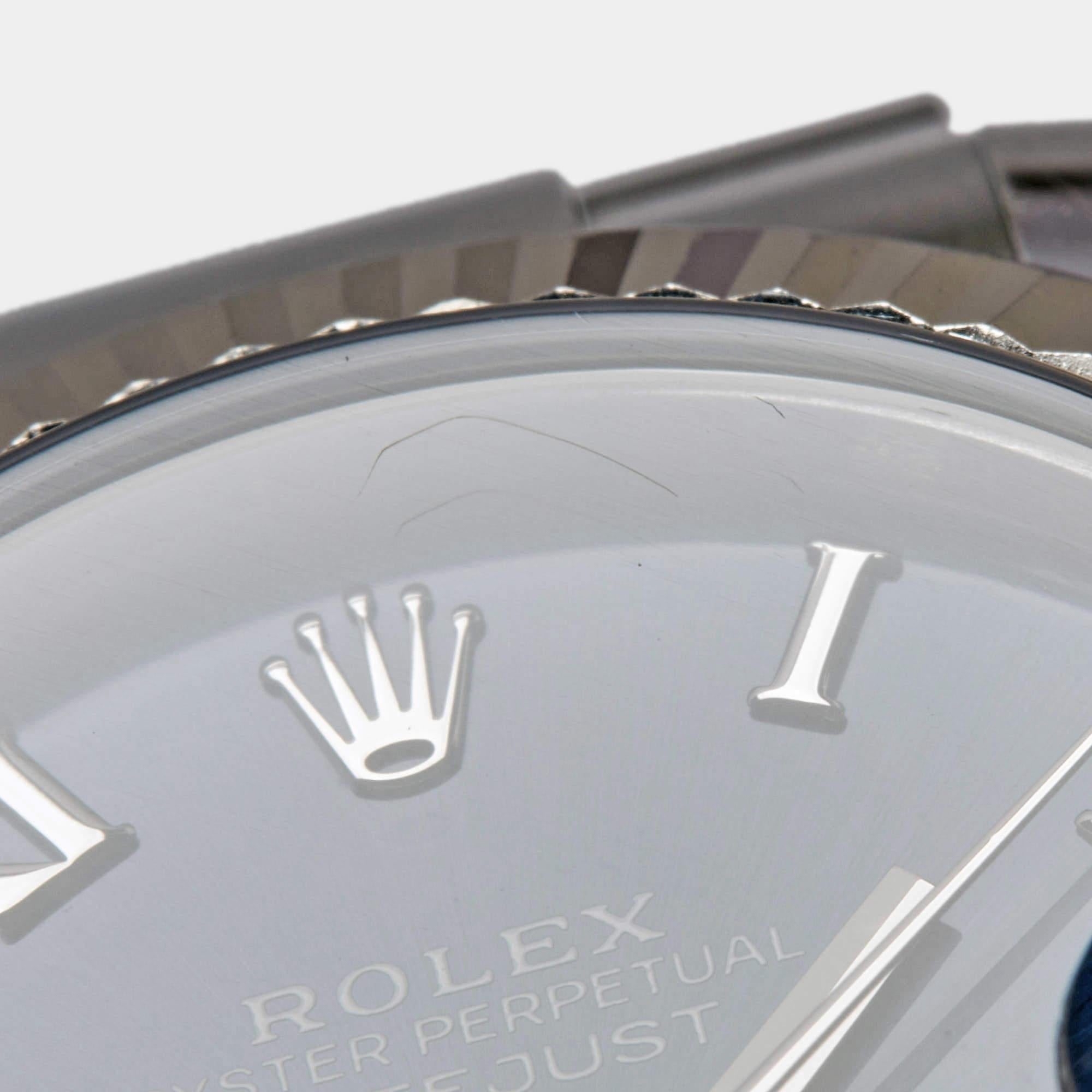 Rolex Blue 18K White Gold Oystersteel Datejust 178274 Women's Wristwatch 31 mm 2