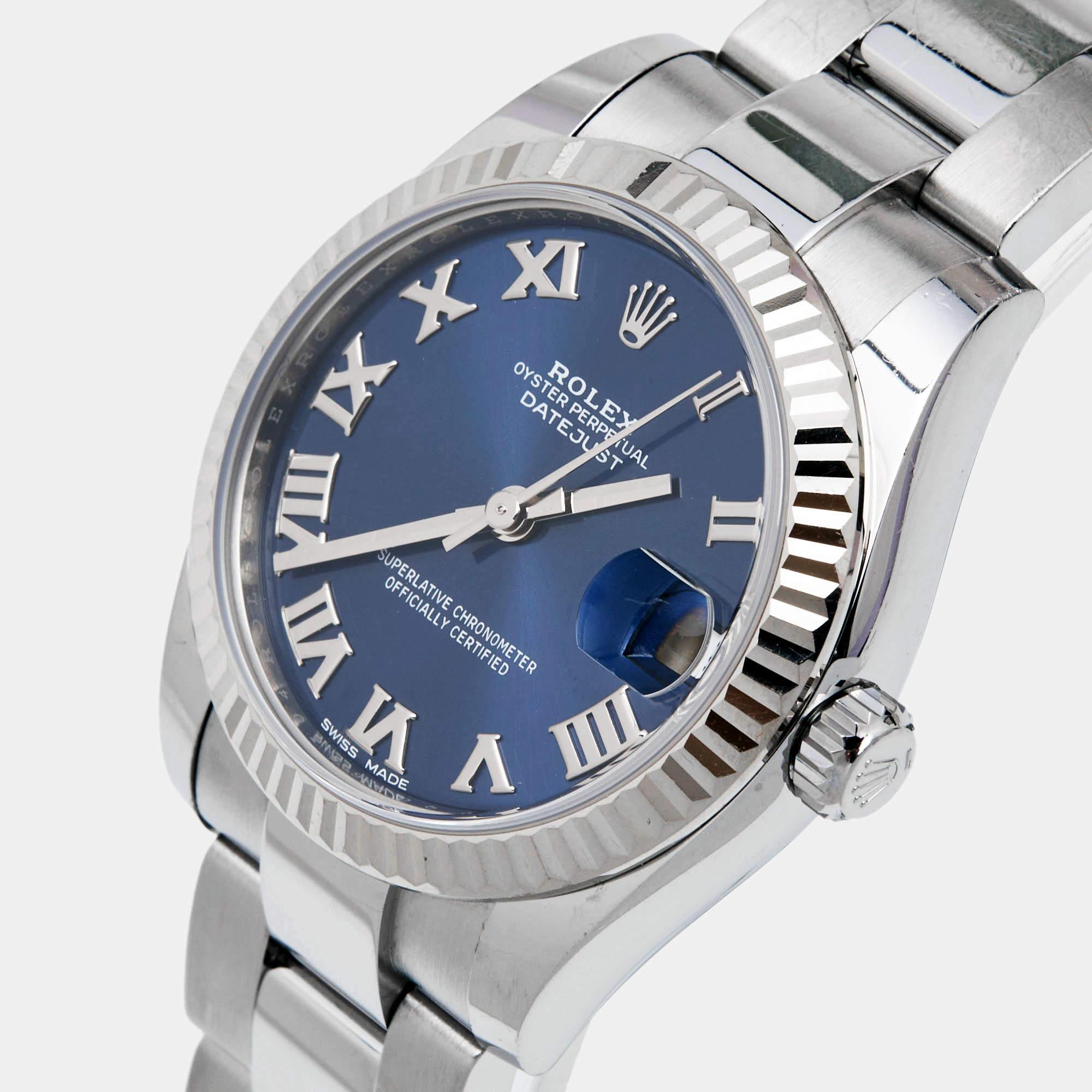 Rolex Blue 18K White Gold Oystersteel Datejust 178274 Women's Wristwatch 31 mm 4