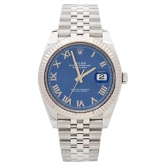 Rolex Blue 18k White Gold Stainless Steel Datejust 126334 Men's Wristwatch 41 mm