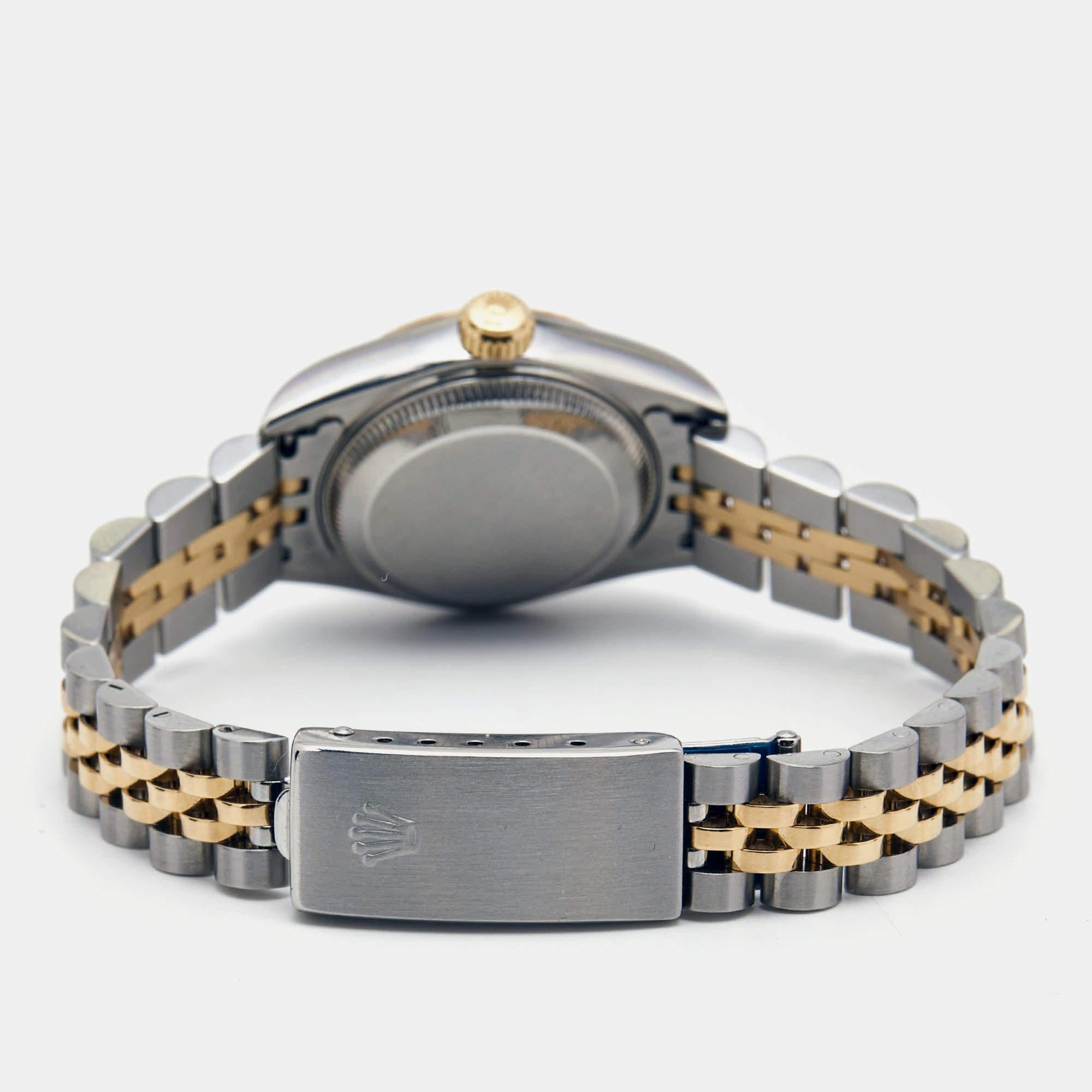 Rolex Blue 18k Yellow Gold Stainless Steel Datejust 69173 Women's Wristwatch 26  7