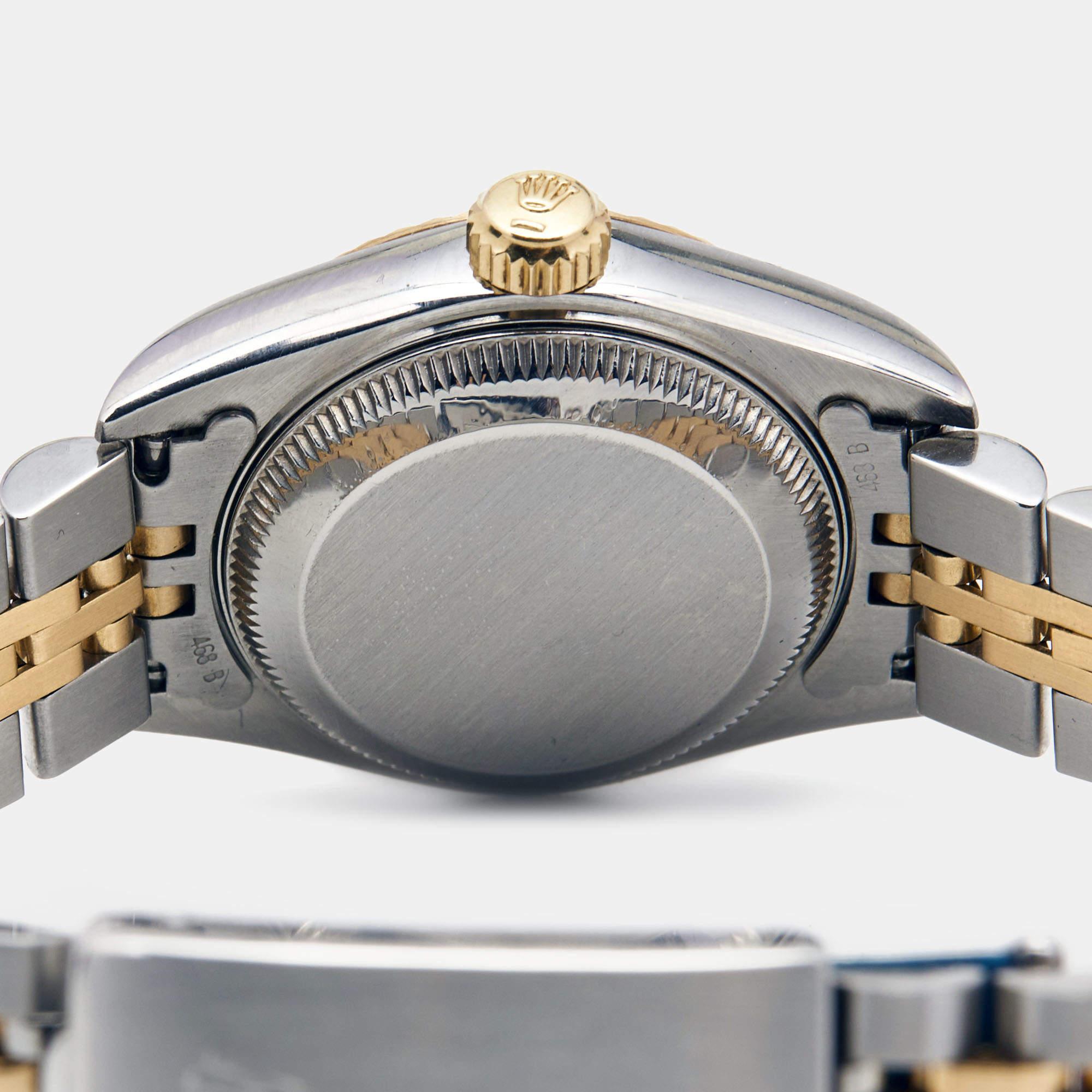 Rolex Blue 18k Yellow Gold Stainless Steel Datejust 69173 Women's Wristwatch 26  2