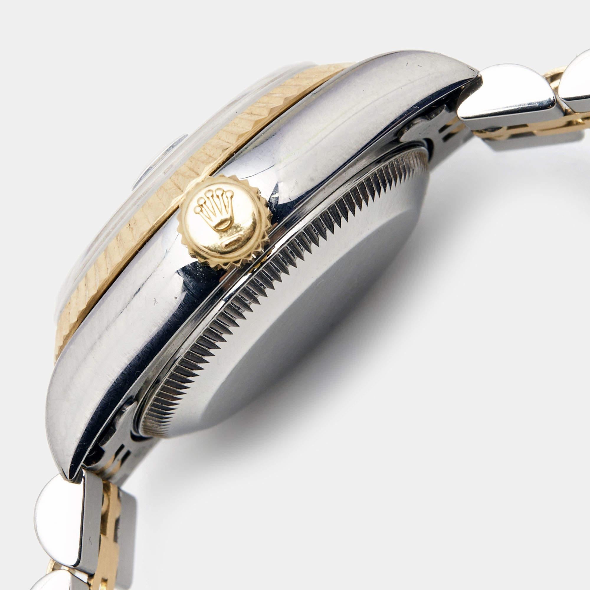 Rolex Blue 18k Yellow Gold Stainless Steel Datejust 69173 Women's Wristwatch 26  5