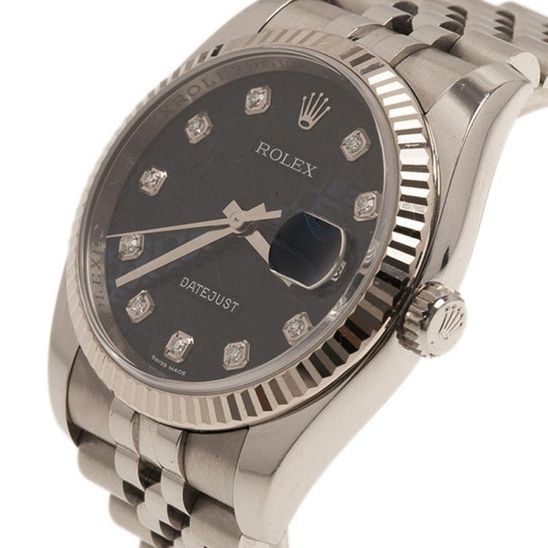 Rolex Blue Stainless Steel Datejust Women's Wristwatch ...