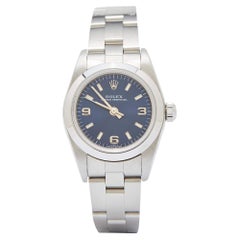 Rolex Blue Stainless Steel Oyster Perpetual 76080 Women's Wristwatch 24 MM