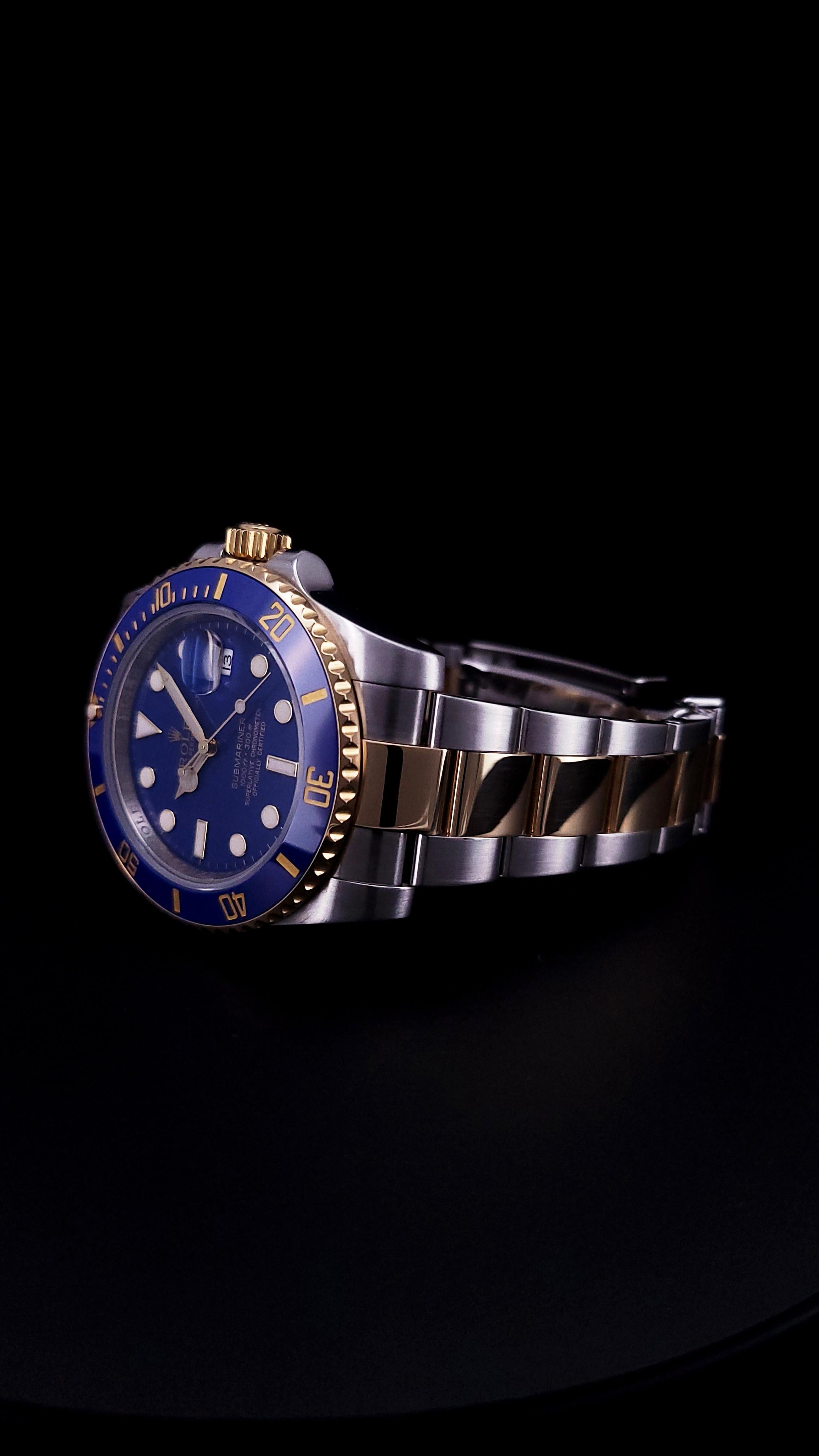 Women's Rolex Blue Submariner Date Two-Tone Watch 116613LB For Sale