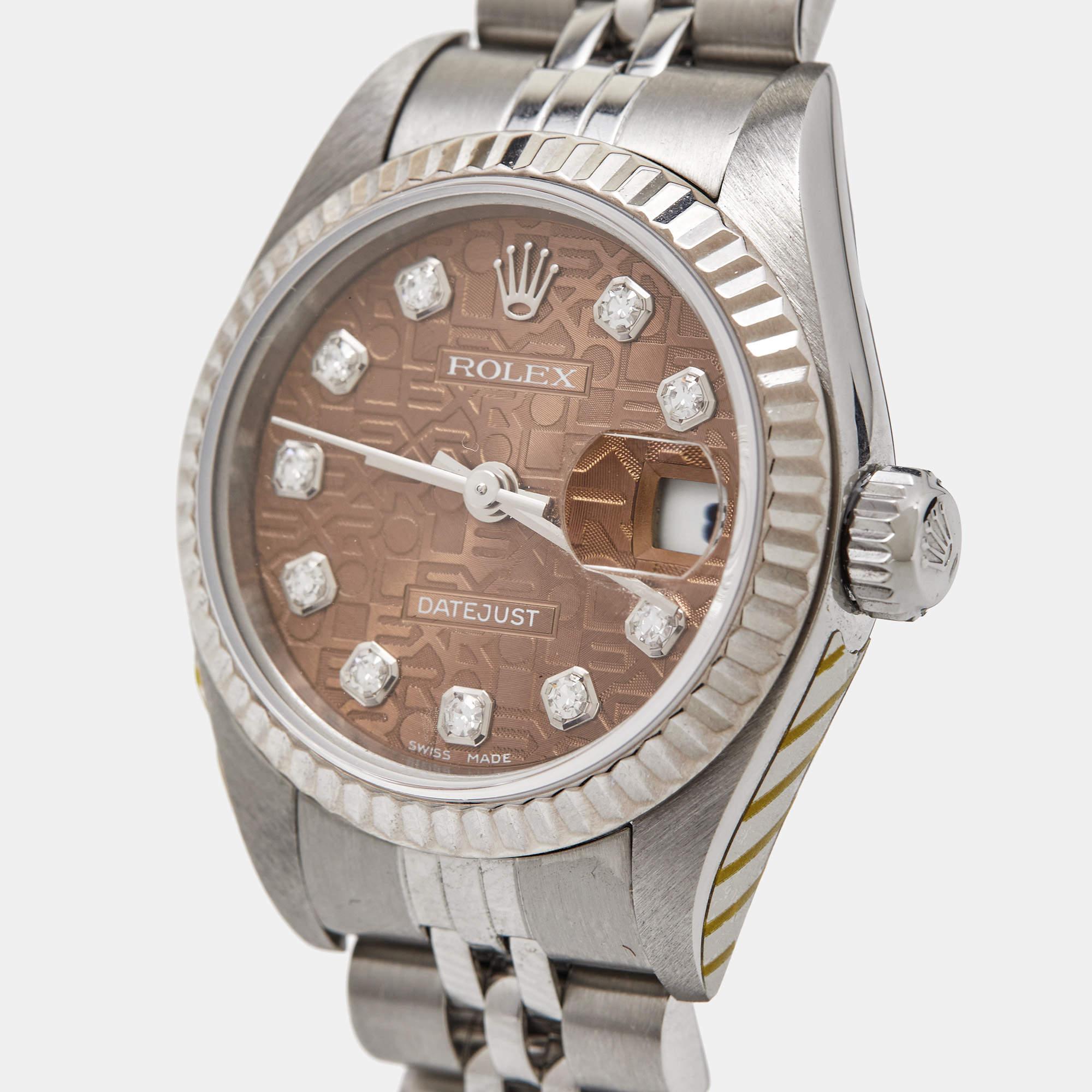 Rolex Brown Anniversary Diamond Dial 18K White Gold Stainless Steel Datejust  1