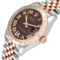 Rolex Brown Diamonds 18K Rose Gold Datejust 278341 Women's Wristwatch 31 MM