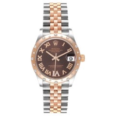Rolex Brown Diamonds 18K Rose Gold Datejust 278341 Women's Wristwatch 31 MM