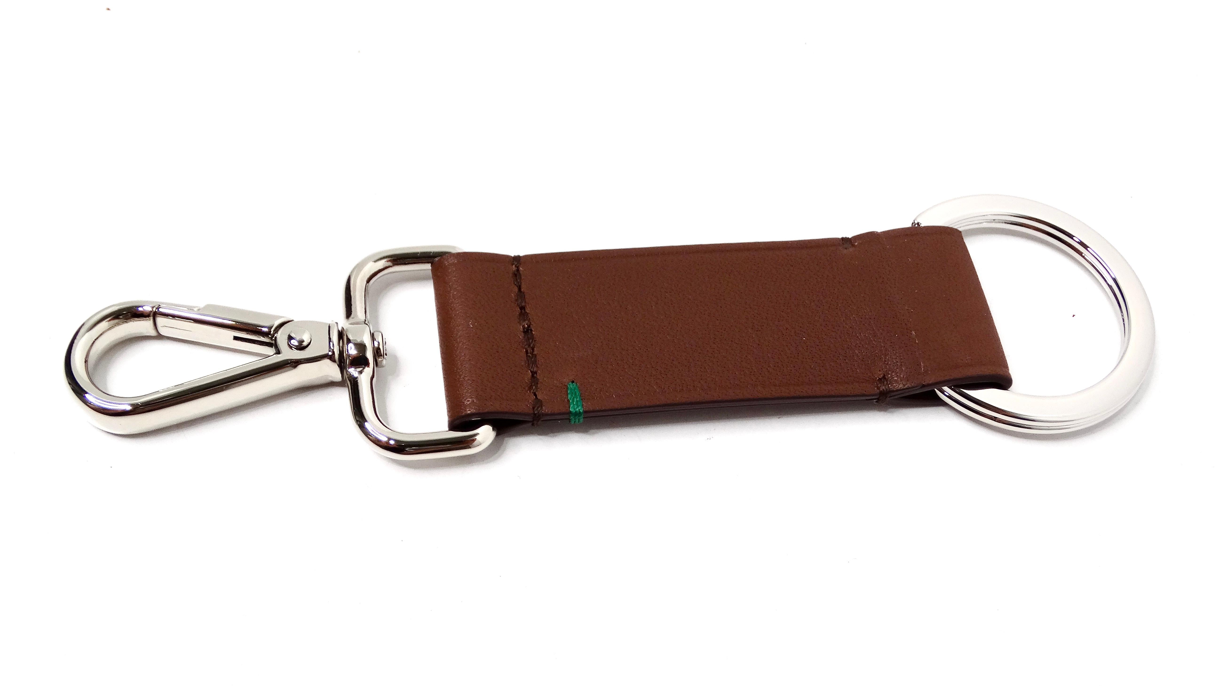Rolex Brown Leather Logo Embossed Keychain For Sale 1