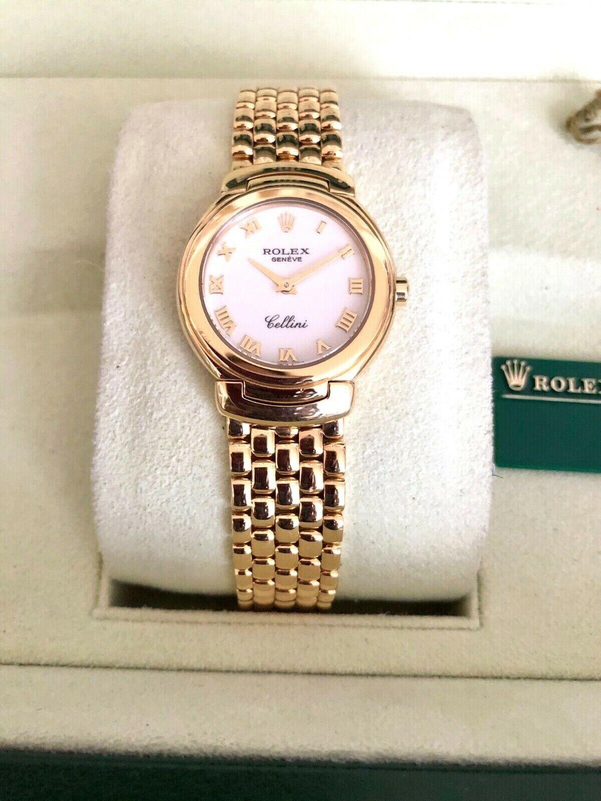 Rolex 'Cellini' 18 Karat Gold Mother of Pearl Watch 66.5 Grams 9