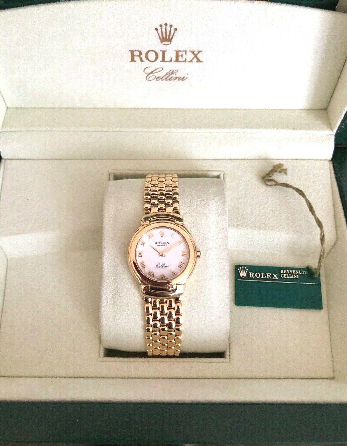 Rolex 'Cellini' 18 Karat Gold Mother of Pearl Watch 66.5 Grams 10