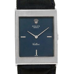 Rolex Cellini Montre homme vintage en or blanc 18 carats avec cadran bleu 4127