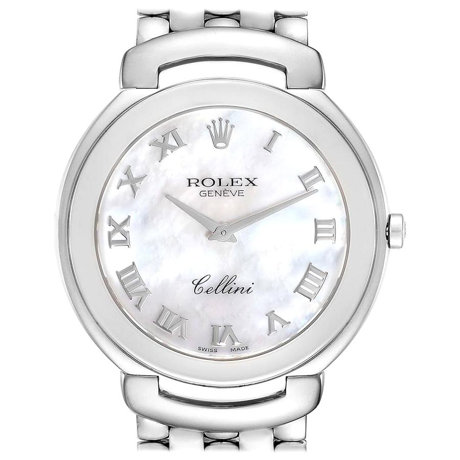 Rolex Cellini 18 Karat White Gold Mother of Pearl Dial Men's Watch 6623 For Sale