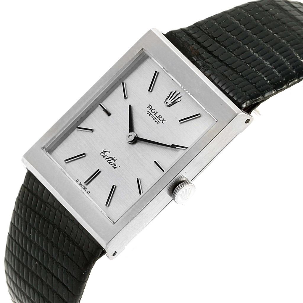 Men's Rolex Cellini 18 Karat White Gold Silver Dial Men’s Vintage Watch 4014