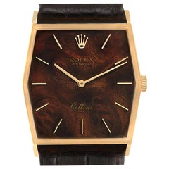 Rolex Cellini 18 Karat Yellow Gold Wood Dial Vintage Men's Watch 4122