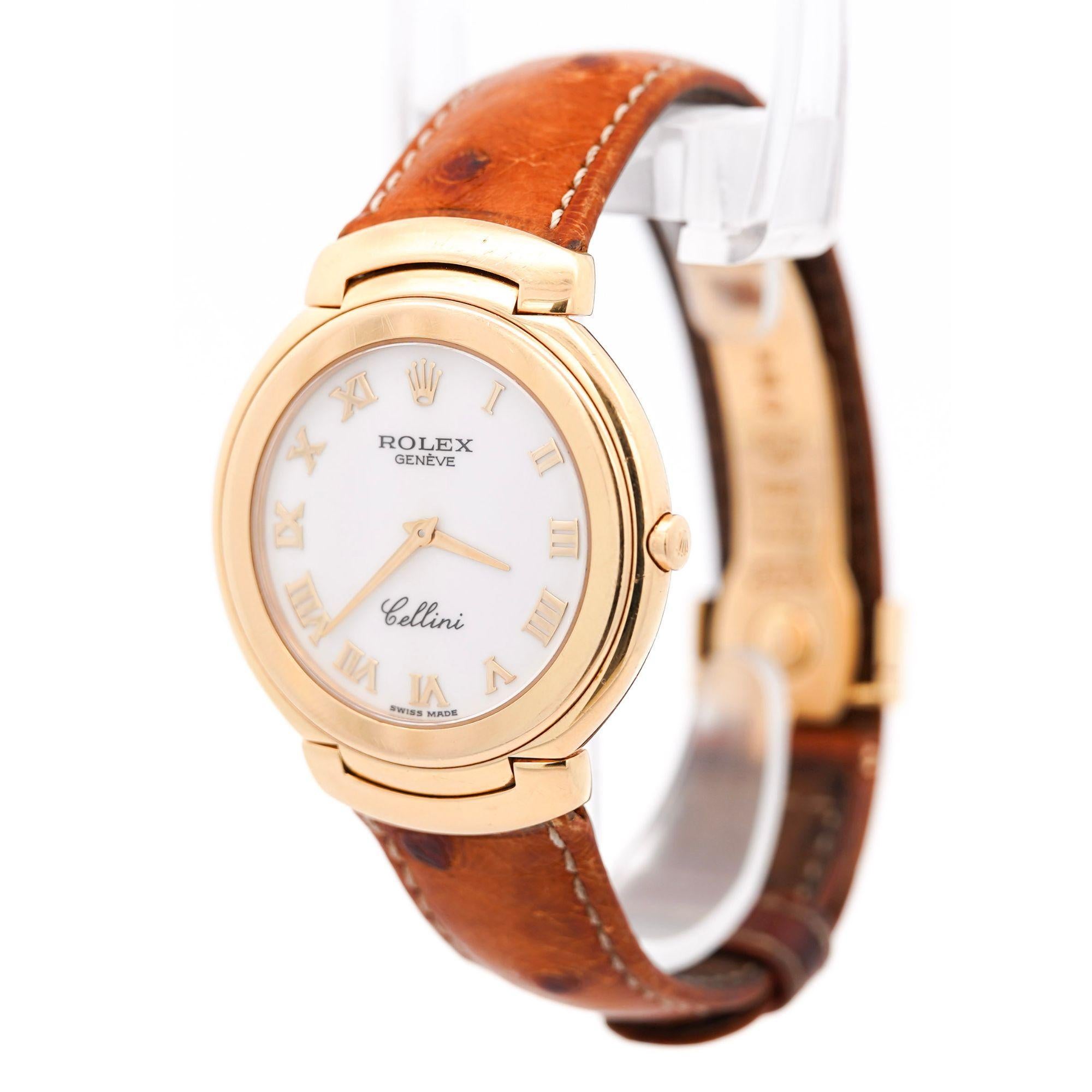 Rolex Cellini 18K Gold 37mm 6623 On Leather Watch Box and Papers For Sale 7