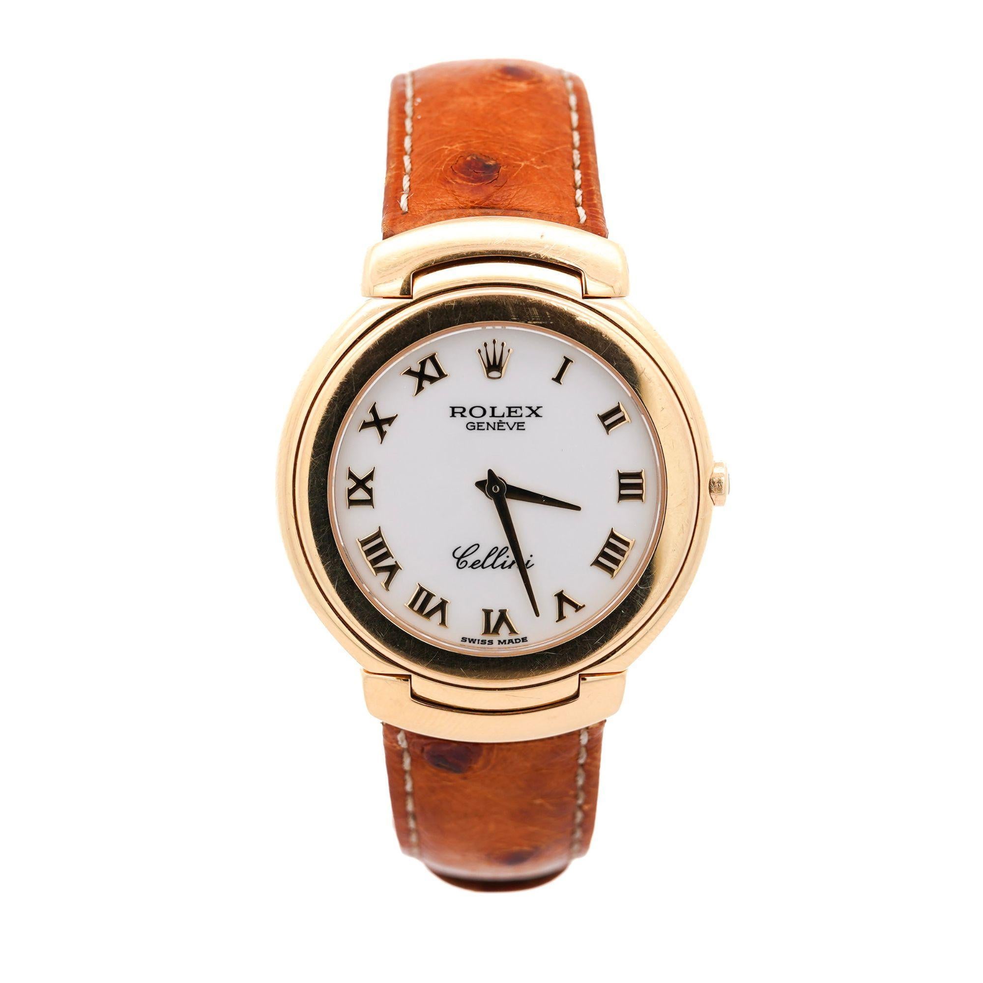 Rolex Cellini 18K Gold 37mm 6623 On Leather Watch Box and Papers For Sale 8