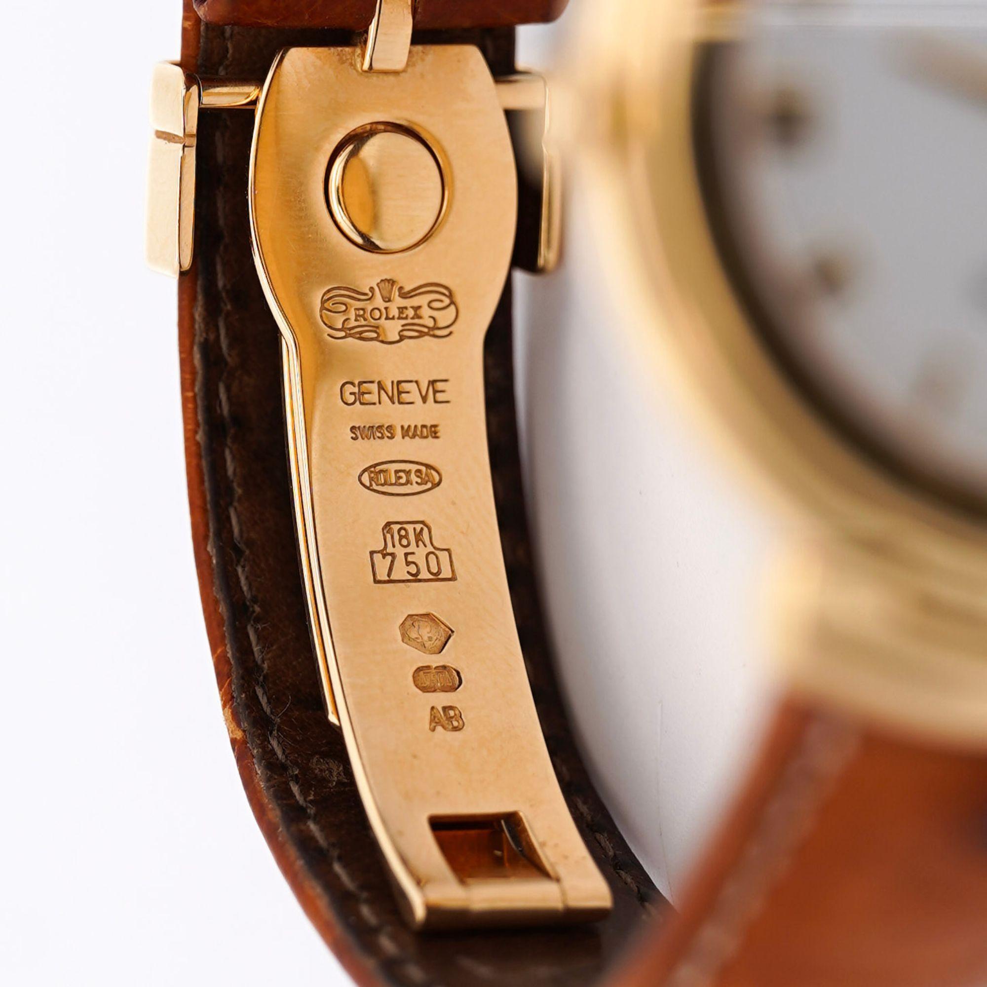 Rolex Cellini 18K Gold 37mm 6623 On Leather Watch Box and Papers For Sale 3