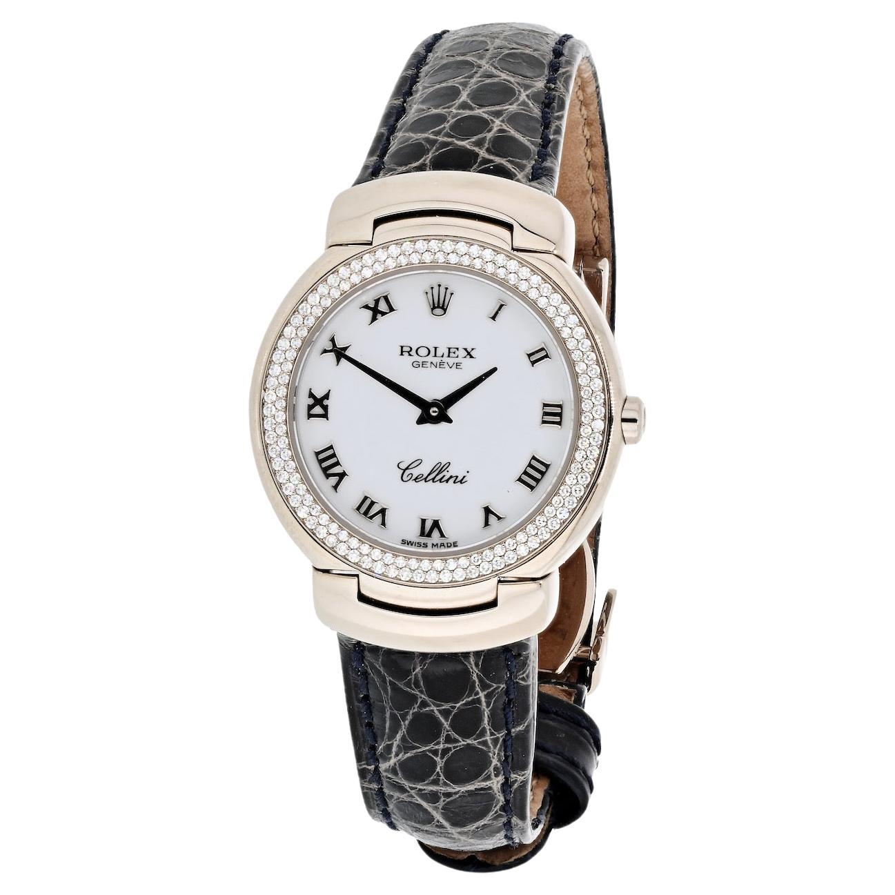 Rolex Cellini, montre Cellissima 26 mm en or blanc 18 carats avec cadran et lunette en diamants 6671 