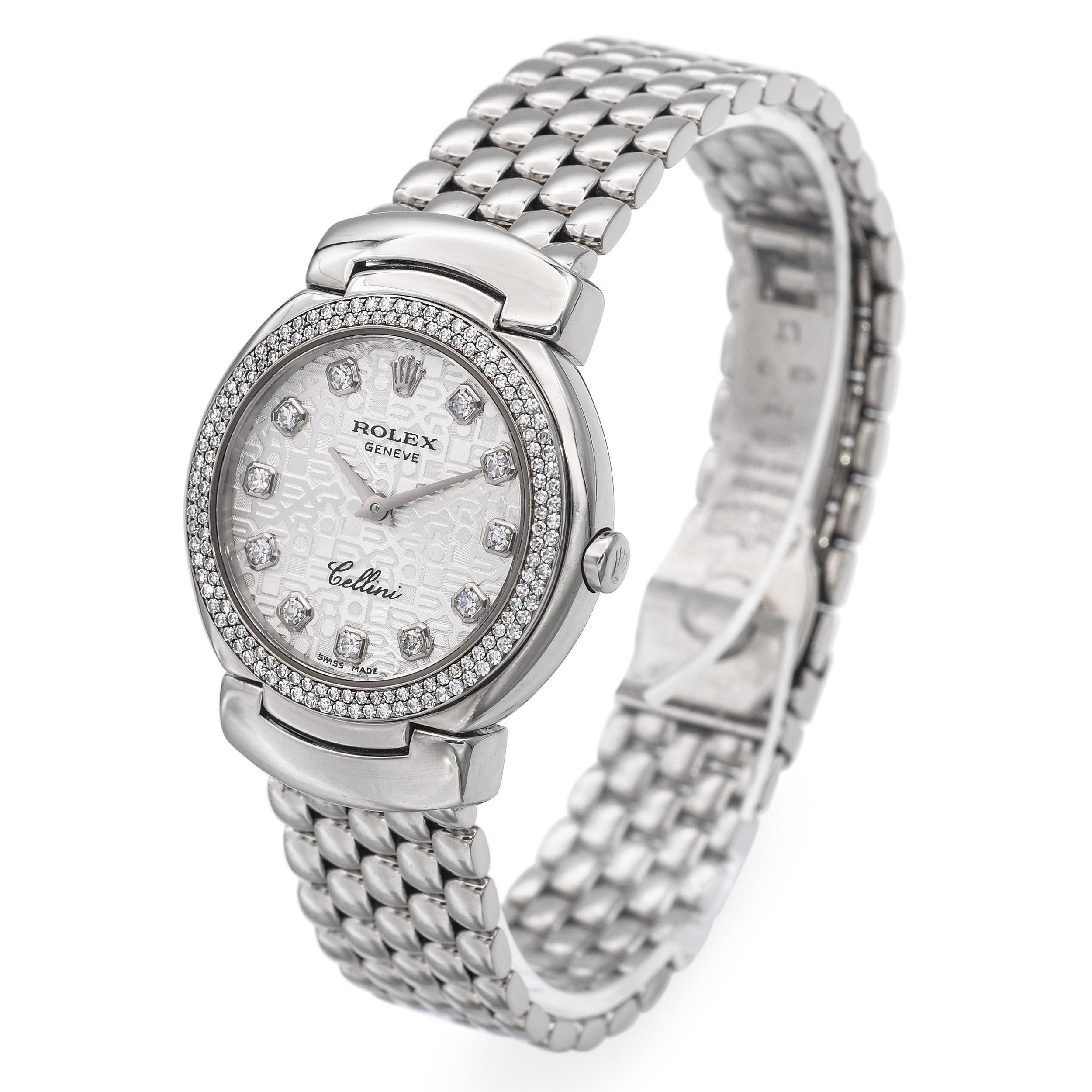 Rolex Cellini 18k Weißgold Diamant Damenuhr Ref. 6671 (Rundschliff) im Angebot