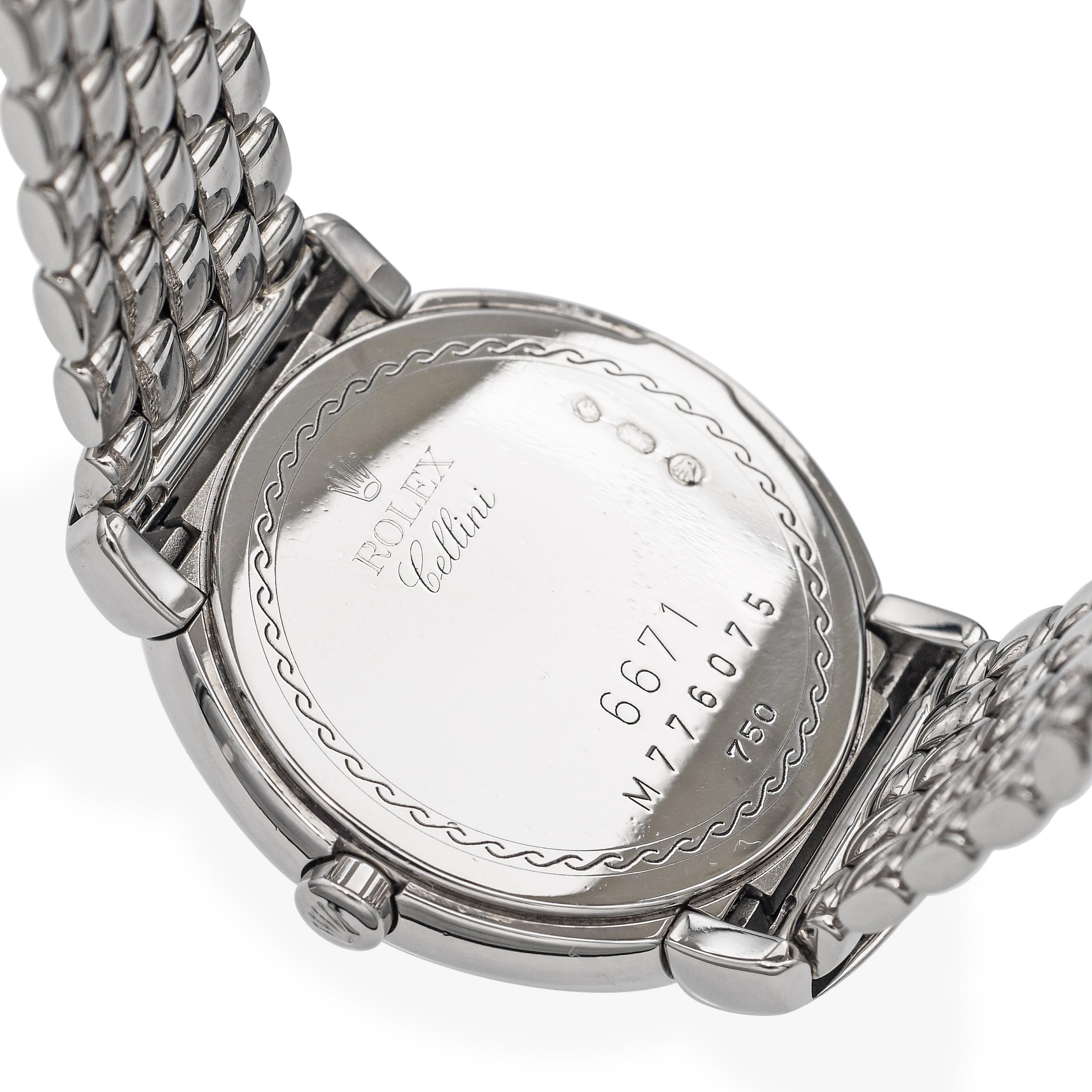 Rolex Cellini 18k Weißgold Diamant Damenuhr Ref. 6671 im Angebot 2