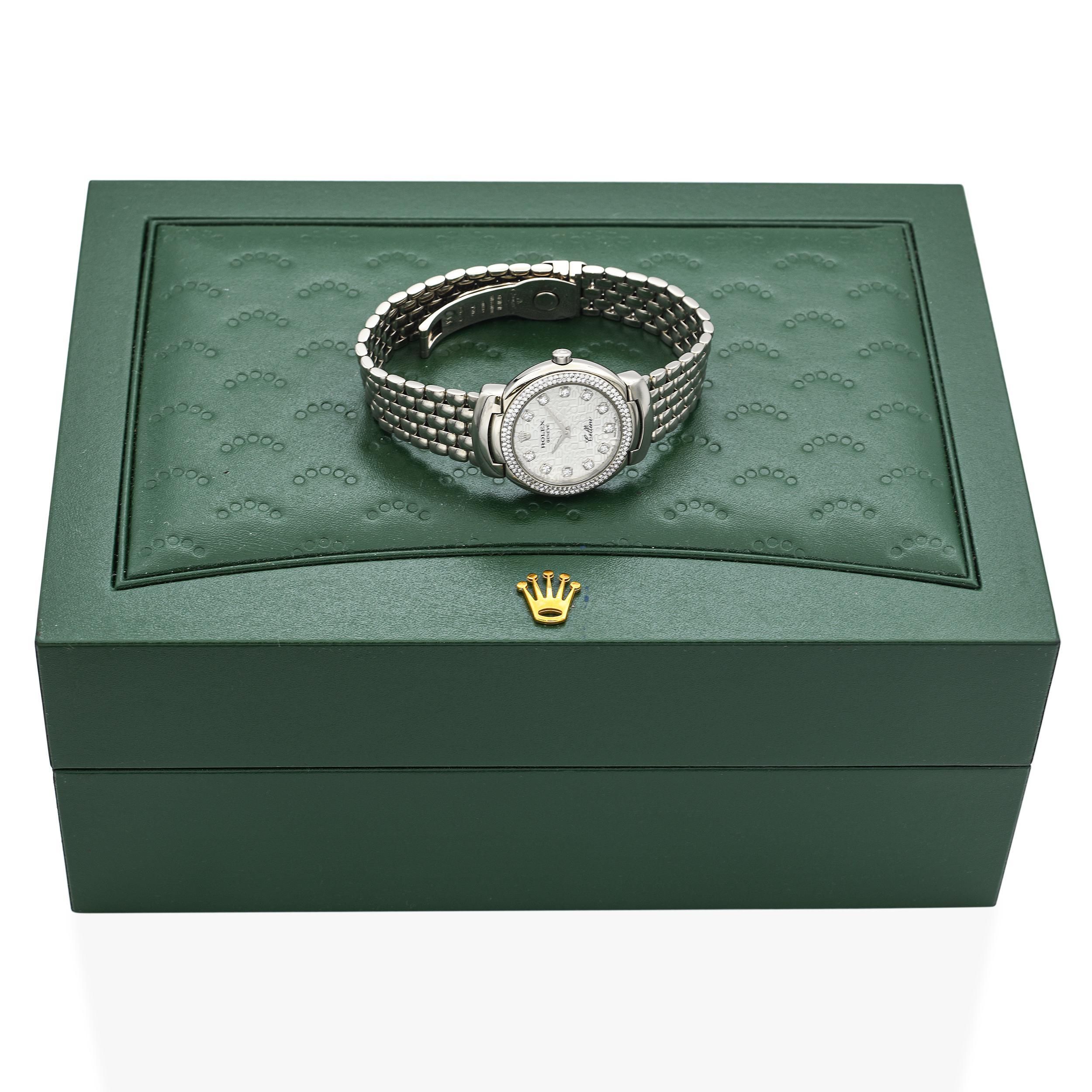 Rolex Cellini 18k Weißgold Diamant Damenuhr Ref. 6671 im Angebot 5