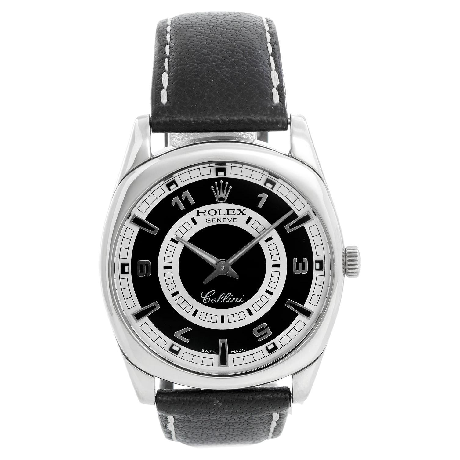Rolex Cellini 18k White Gold Men's Watch Black Dial 4243 For Sale