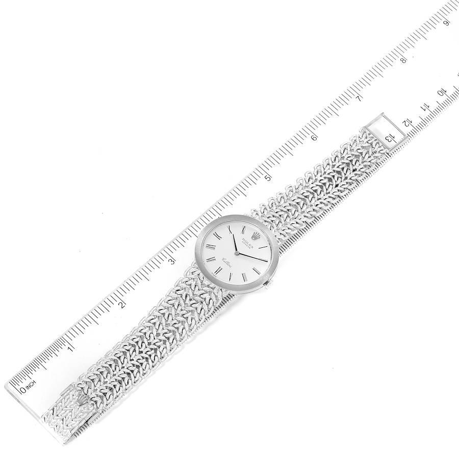 Rolex Cellini: 18 Karat Weißgold Silber Zifferblatt Vintage Herrenuhr 3838 im Angebot 7