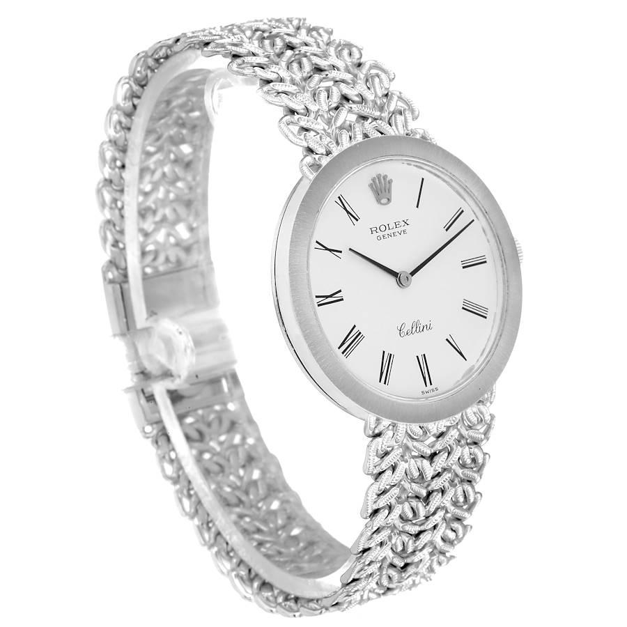 Rolex Cellini: 18 Karat Weißgold Silber Zifferblatt Vintage Herrenuhr 3838 im Zustand „Gut“ im Angebot in Atlanta, GA