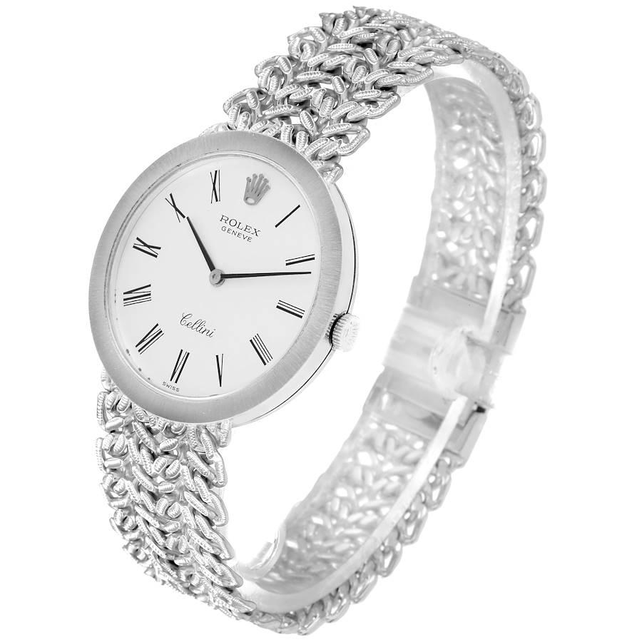 Rolex Cellini: 18 Karat Weißgold Silber Zifferblatt Vintage Herrenuhr 3838 im Angebot 1