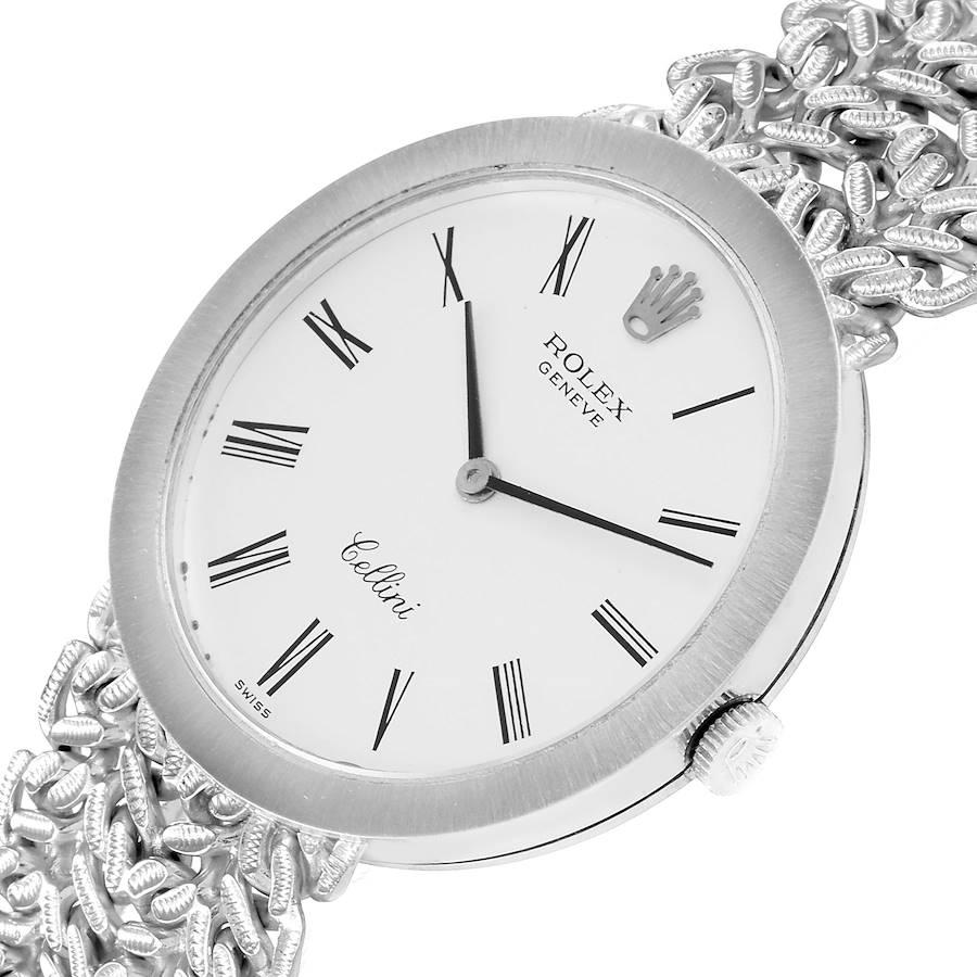 Rolex Cellini: 18 Karat Weißgold Silber Zifferblatt Vintage Herrenuhr 3838 im Angebot 2