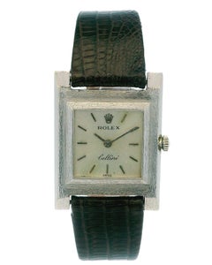 Rolex Cellini 18K White Gold Ultra Thin Texture Case Watch