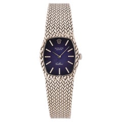 Rolex Cellini, or blanc 18 carats avec cadran bleu rare, 1974