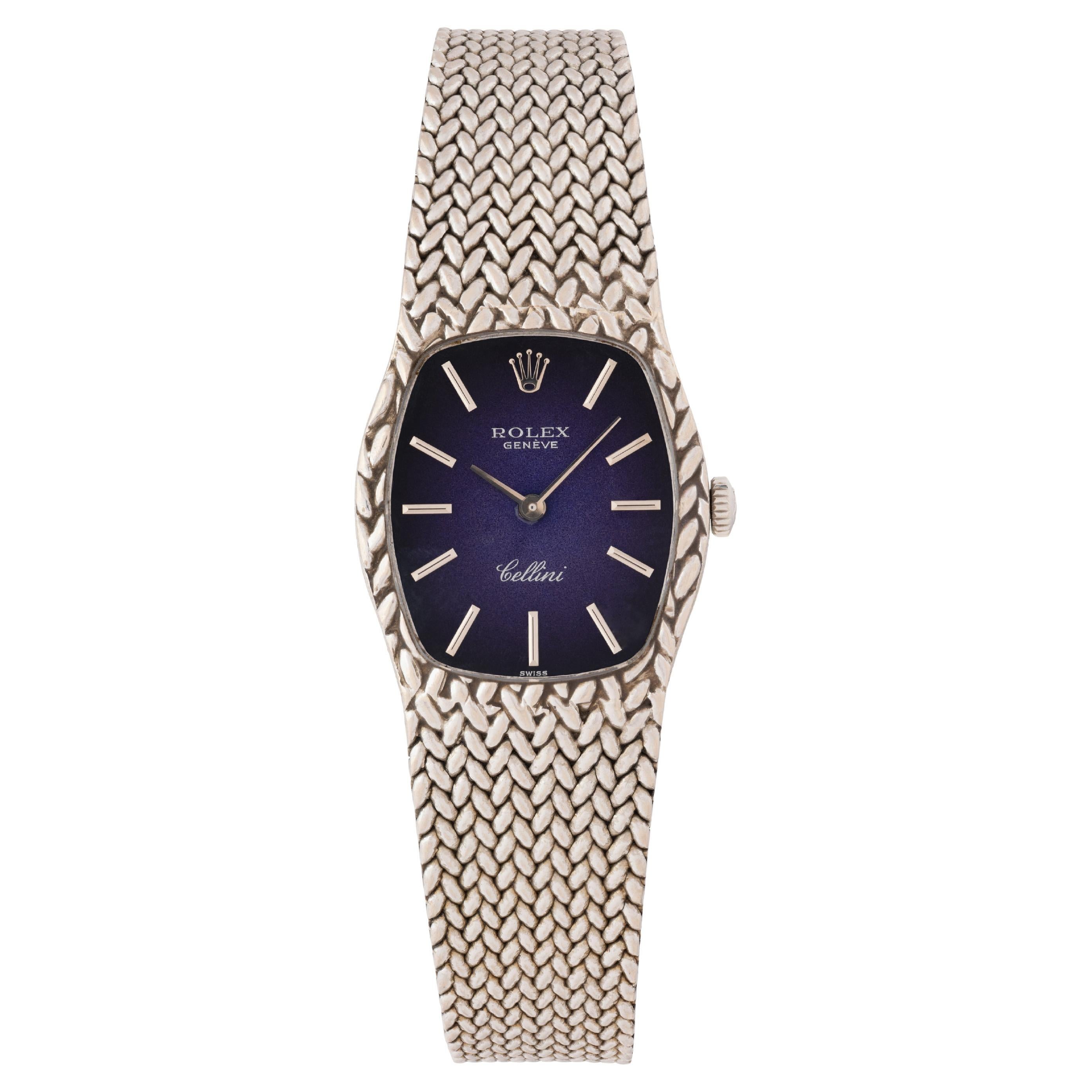 Rolex Cellini 18K White Gold With Rare Blue Vignette Dial 1974